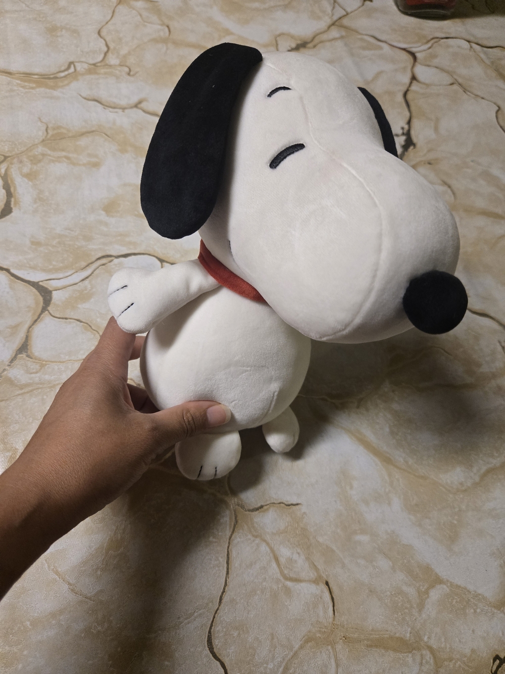 Peanuts Plush Dog Toy - White Body with Black Ears and Red Collar